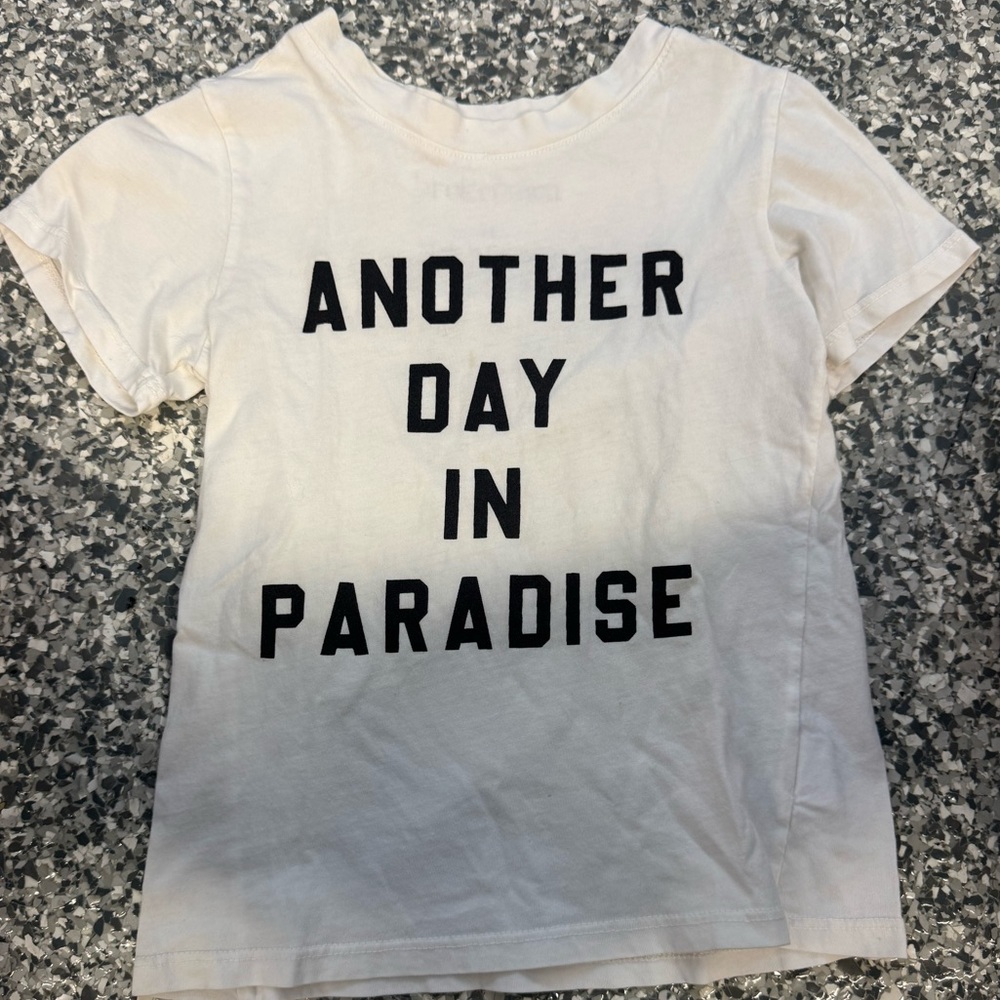 Brokedown Clothing Kids Toddler 3T White Graphic Tee "Another Day in Paradise"